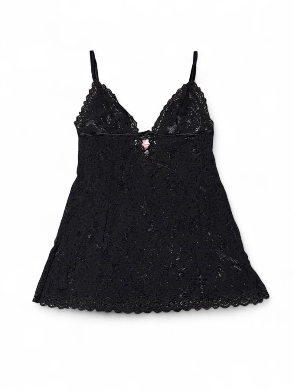 Victoria's Secret Black Lace Chemise with Scallop Trim
